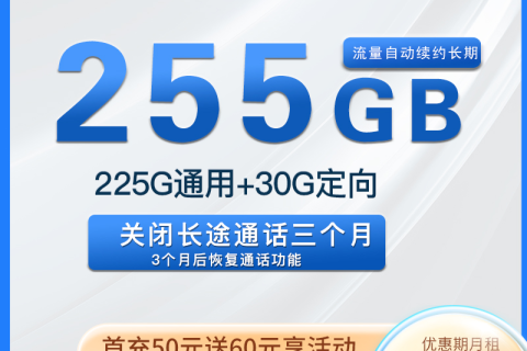 电信天号卡29元255G全国流量（自动续约）