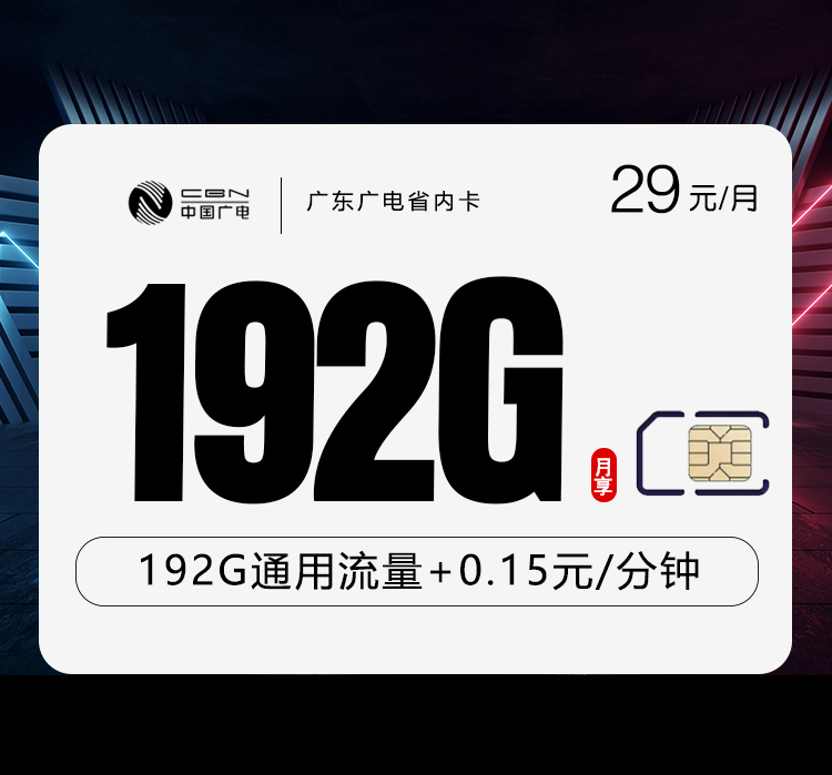 广东专属广电卡【29元192G】